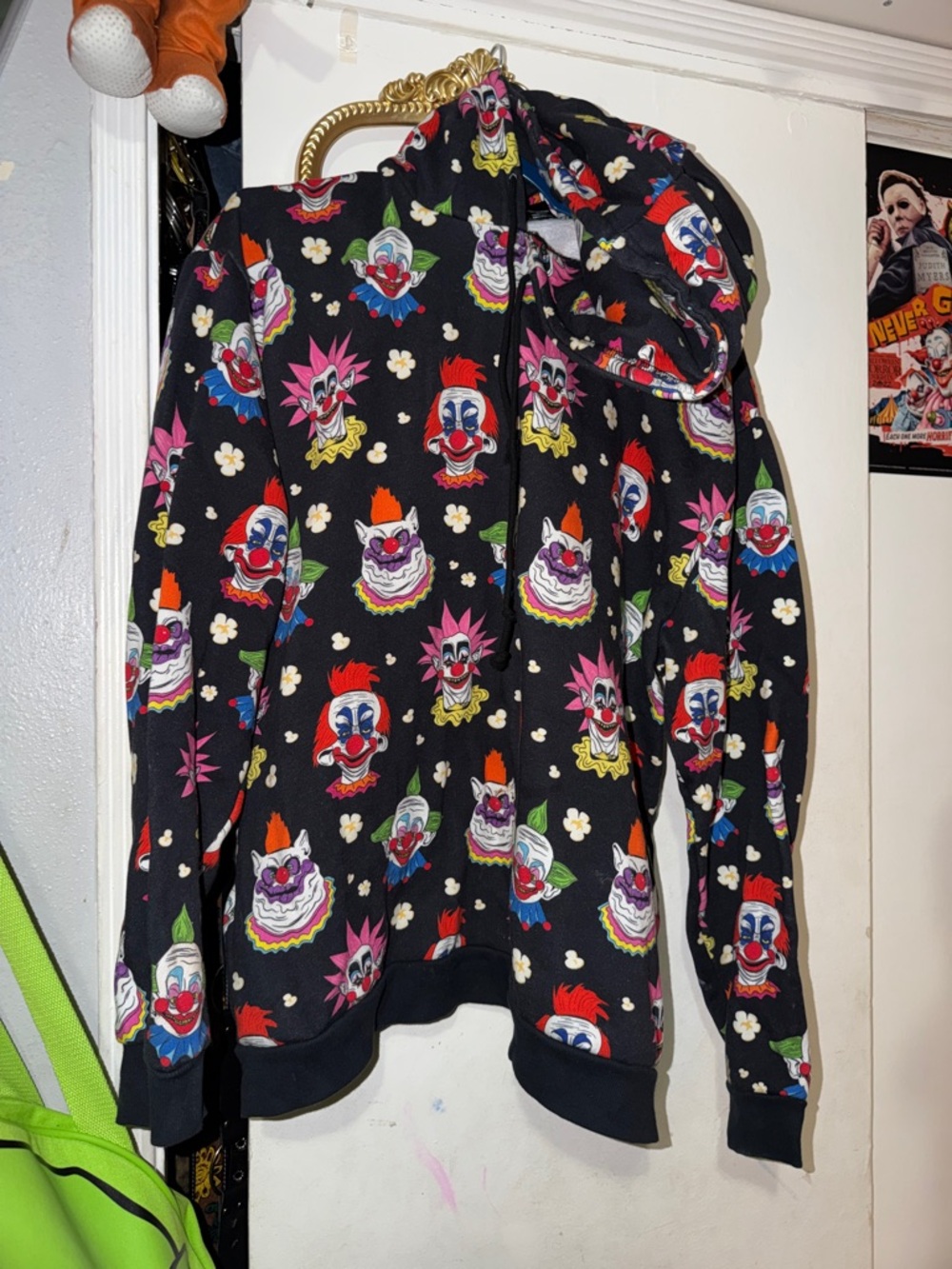 Men's Black Clown from outer space Print Pullover Hoodie
